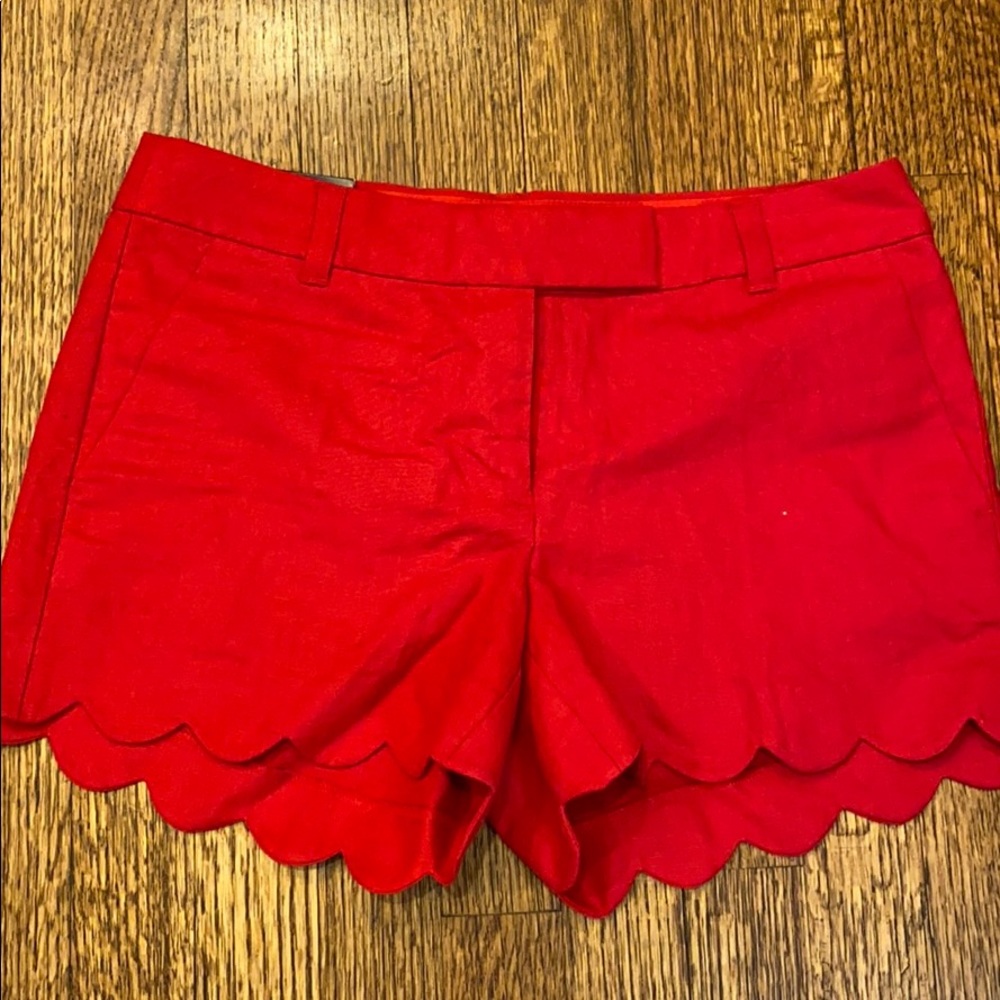 J. Crew Scalloped Red Shorts